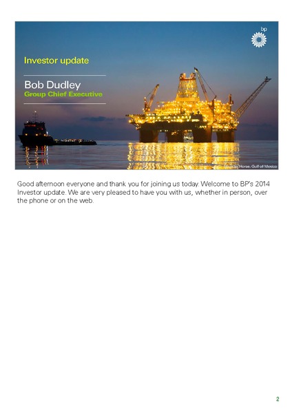 INVESTOR UPDATE – BP Plc – slide 2