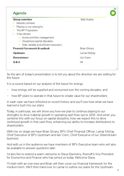 INVESTOR UPDATE – BP Plc – slide 3