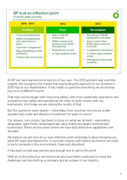 INVESTOR UPDATE – BP Plc – slide 9
