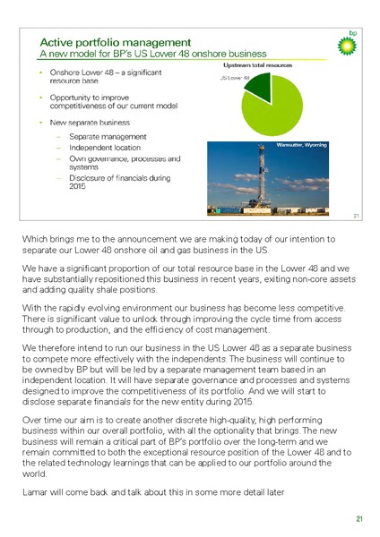 INVESTOR UPDATE – BP Plc – slide 27