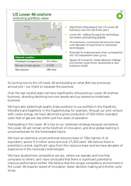 INVESTOR UPDATE – BP Plc – slide 57