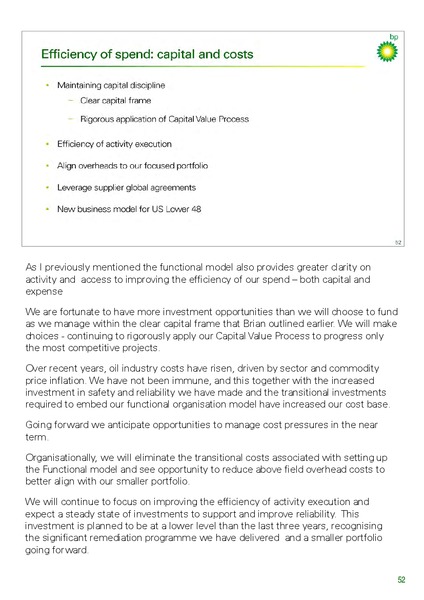 INVESTOR UPDATE – BP Plc – slide 70
