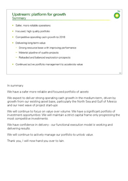 INVESTOR UPDATE – BP Plc – slide 72