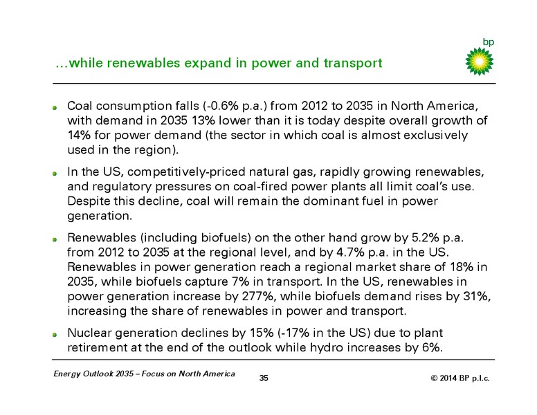 BP ENERGY OUTLOOK 2035 – BP Plc – slide 33