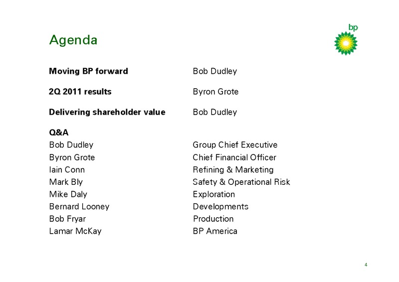 Q2 2011 RESULTS PRESENTATION – BP Plc – slide 3