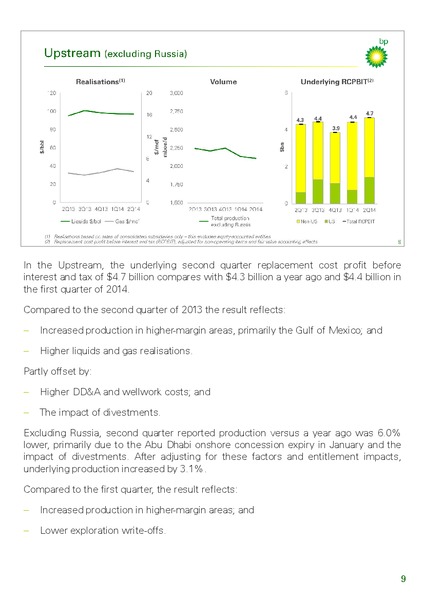 Q2 2014 RESULTS PRESENTATION – BP Plc – slide 9