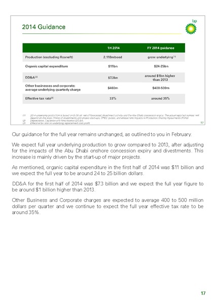 Q2 2014 RESULTS PRESENTATION – BP Plc – slide 18