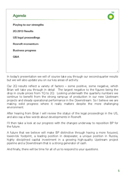 Q2 2013 RESULTS PRESENTATION – BP Plc – slide 4