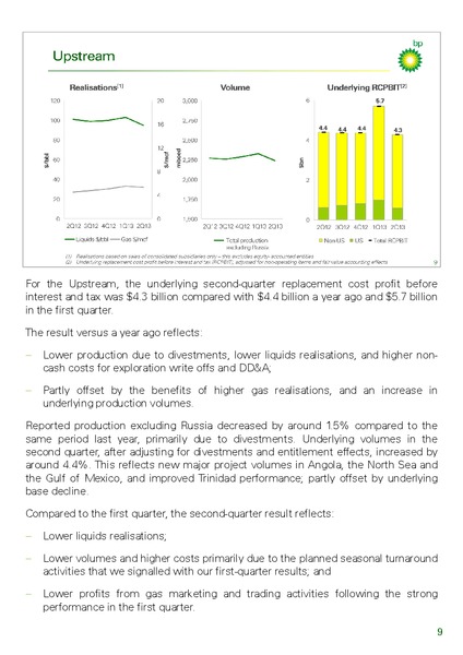 Q2 2013 RESULTS PRESENTATION – BP Plc – slide 9