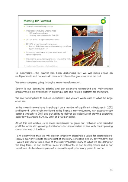 Q2 2012 RESULTS PRESENTATION – BP Plc – slide 32
