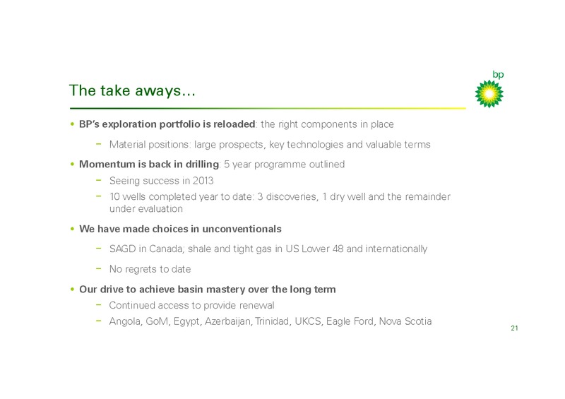 BP EXPLORATION REVIEW – BP Plc – slide 20