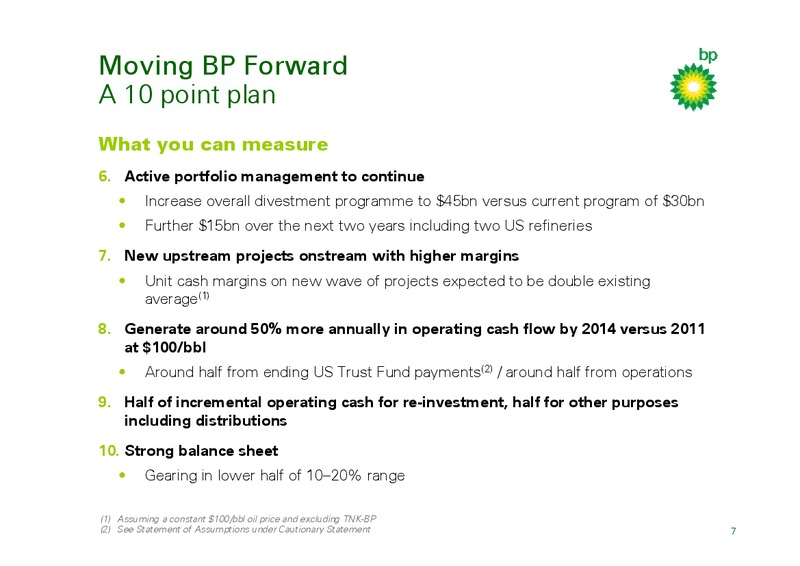 OCTOBER 2011 INVESTOR UPDATE – BP Plc – slide 6