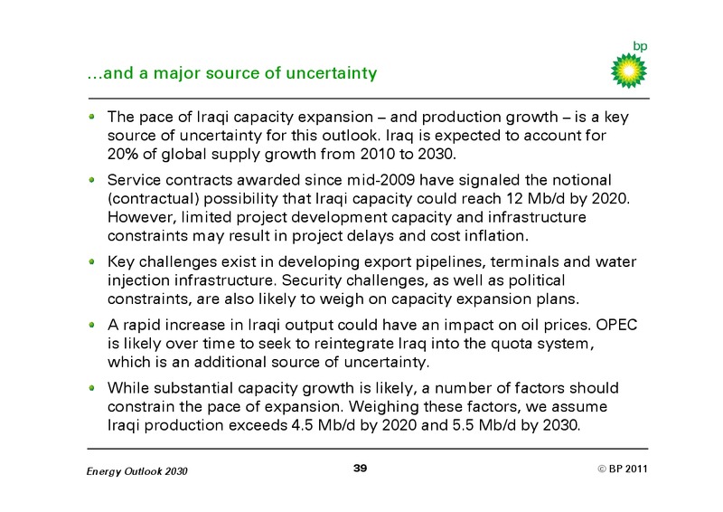 JANUARY 2011 INVESTOR PRESENTATION – BP Plc – slide 38