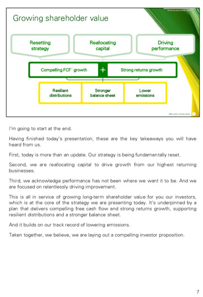 February 2025 Growing shareholder value Capital markets value – BP Plc – slide 7