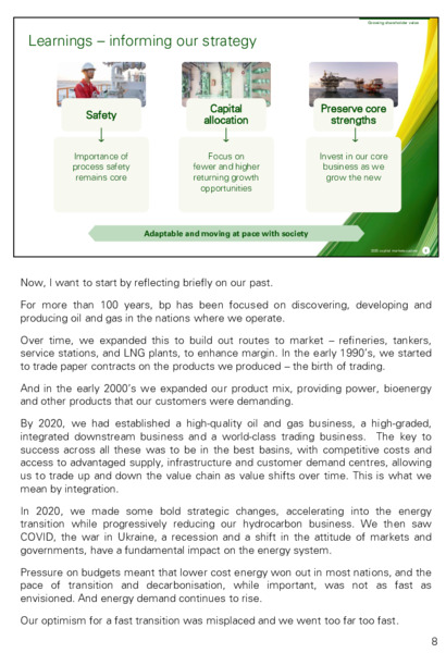 February 2025 Growing shareholder value Capital markets value – BP Plc – slide 8