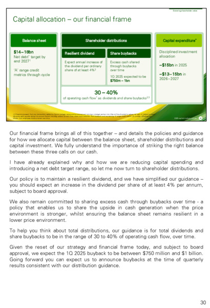 February 2025 Growing shareholder value Capital markets value – BP Plc – slide 38