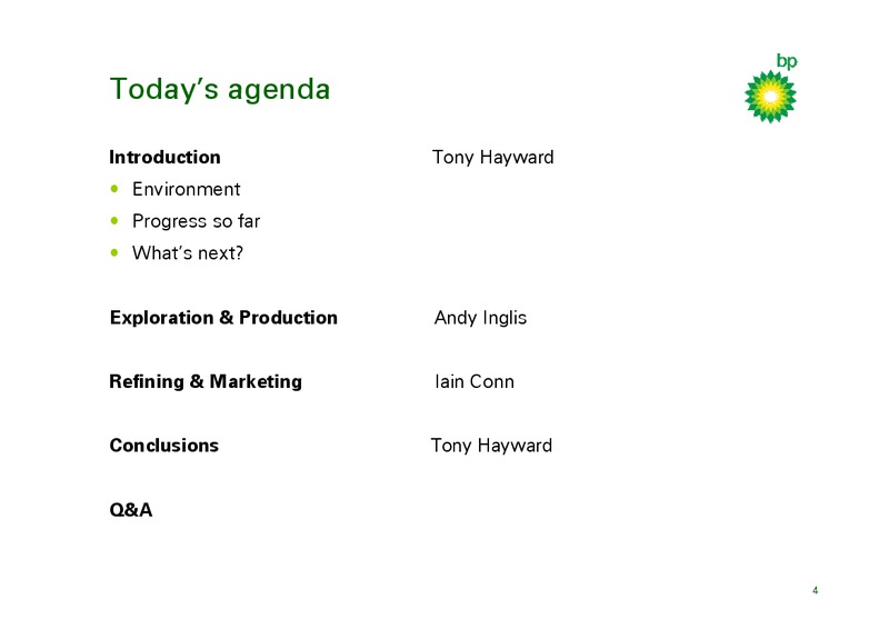 MARCH 2010 INVESTOR PRESENTATION – BP Plc – slide 3