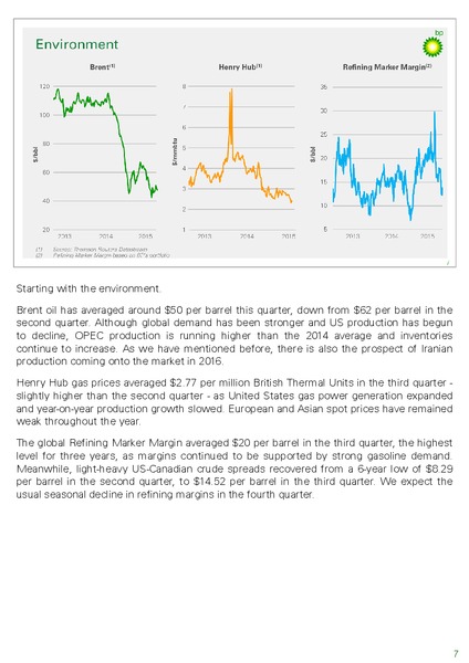 Q3 2015 Investor Presentation – BP Plc – slide 7