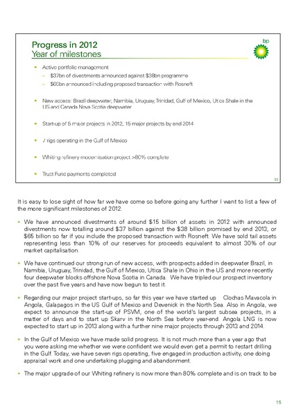 DECEMBER 2012 INVESTOR PRESENTATION – BP Plc – slide 16