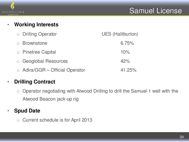 Corporate Update – Brownstone Energy Inc. – slide 33