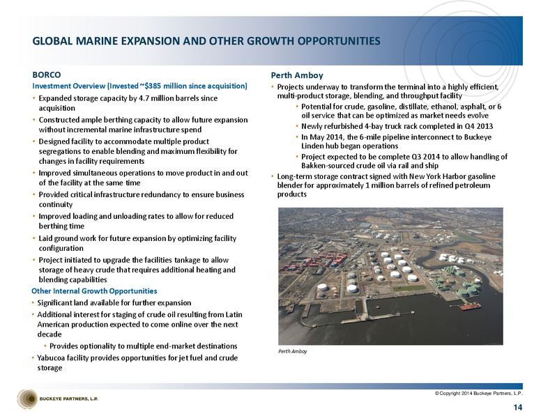 INVESTOR PRESENTATION – Buckeye Partners Lp – slide 13