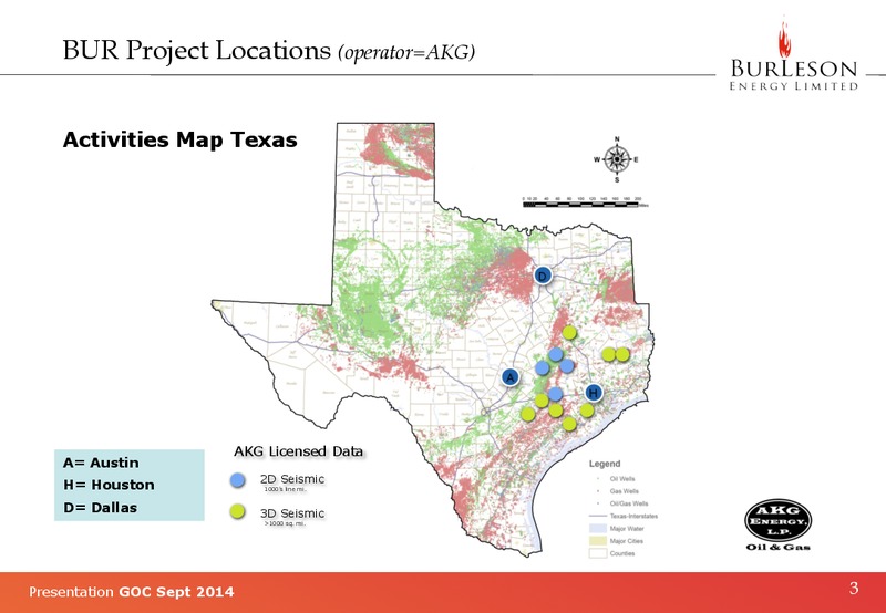 INVESTOR PRESENTATION – Burleson Energy Limited – slide 3