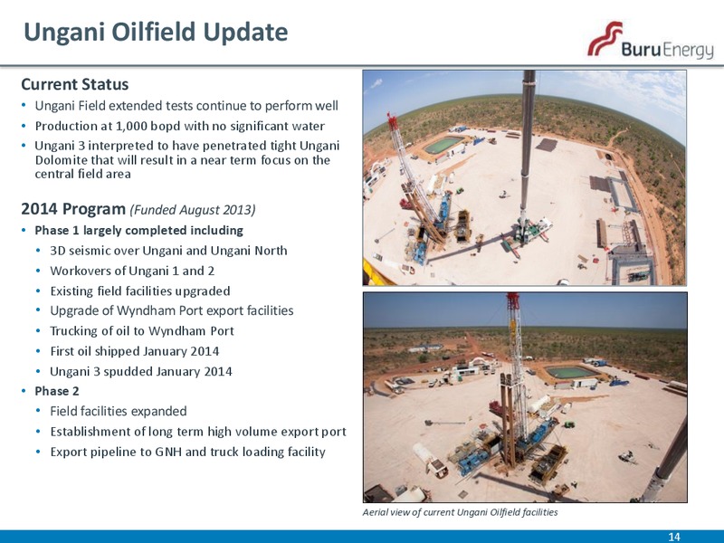 Corporate Update – Buru Energy Limited – slide 14
