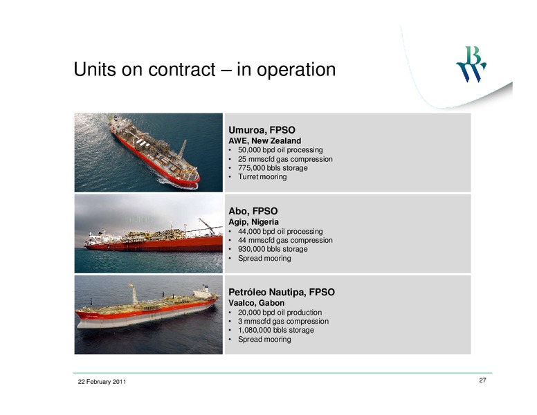 Q4 2010 EARNINGS CALL – Bw Offshore – slide 26