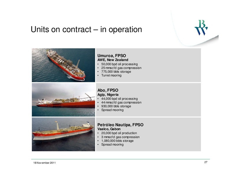 Q3 2011 CONFERENCE CALL – Bw Offshore – slide 26