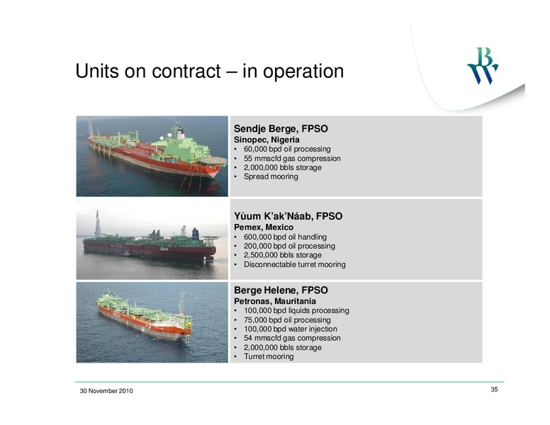 Q3 2010 CONFERENCE CALL – Bw Offshore – slide 34