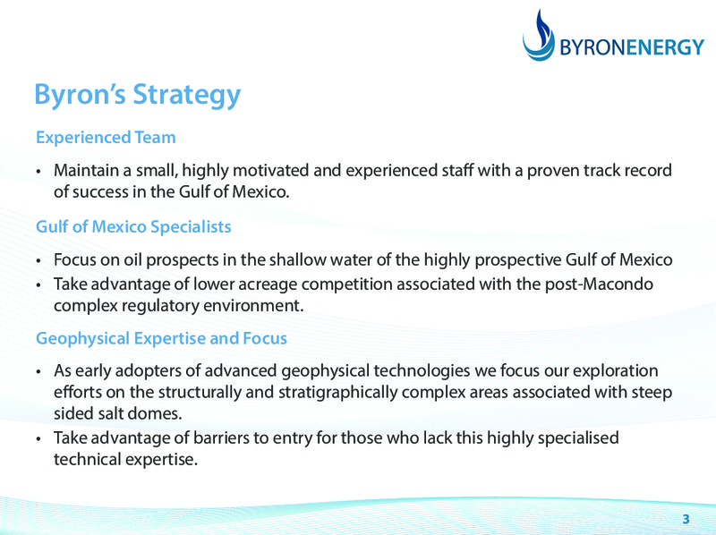 Morgans Emerging Companies Conference Presentation – Byron Energy Pty Ltd – slide 3