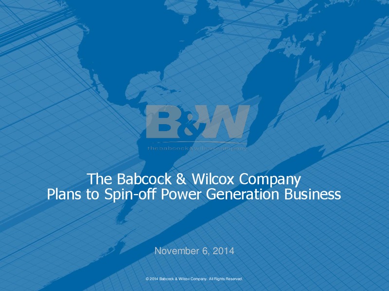 INVESTOR PRESENTATION – The Babcock & Wilcox Company – slide 1