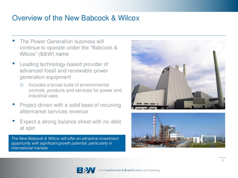 INVESTOR PRESENTATION – The Babcock & Wilcox Company – slide 4