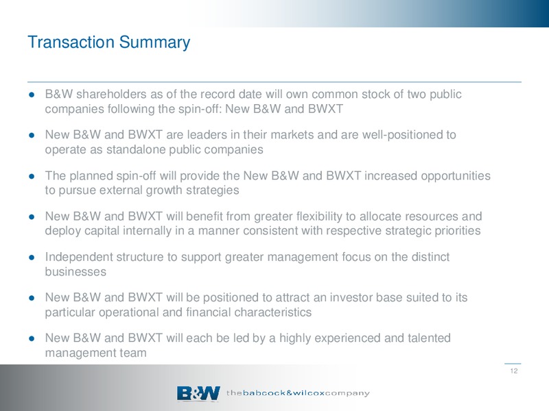 INVESTOR PRESENTATION – The Babcock & Wilcox Company – slide 11