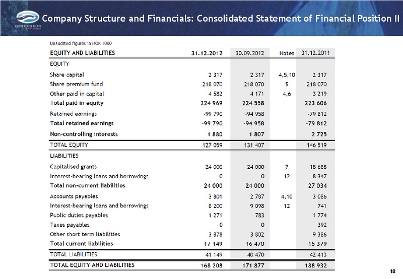 Q4 2012 INVESTOR PRESENTATION – Badger Explorer – slide 18