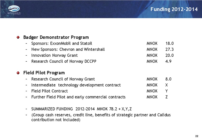 Q4 2012 INVESTOR PRESENTATION – Badger Explorer – slide 22