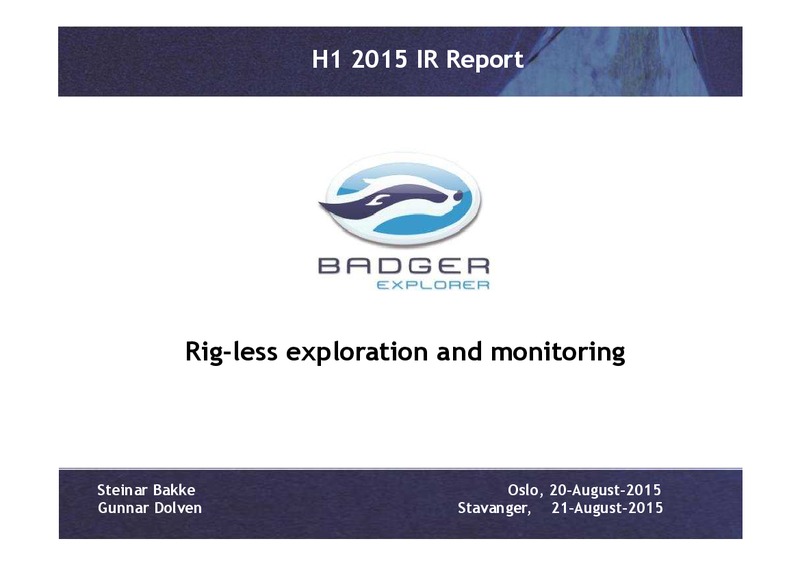 August 2015 Investor Presentation – Badger Explorer – slide 1