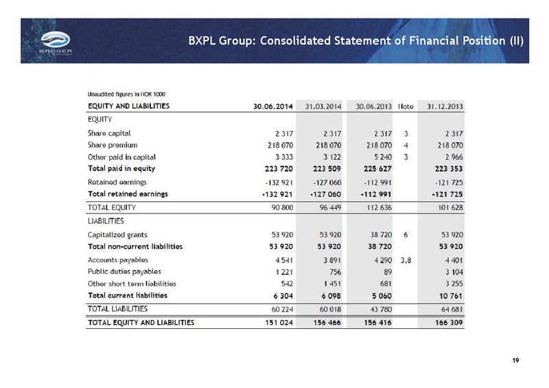 Q2 AND H1 2014 EARNINGS CALL – Badger Explorer – slide 19