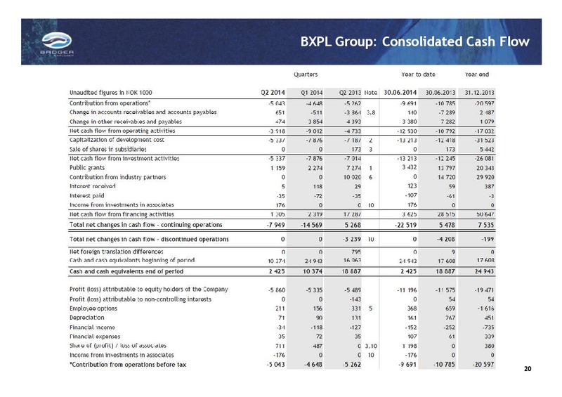 Q2 AND H1 2014 EARNINGS CALL – Badger Explorer – slide 20