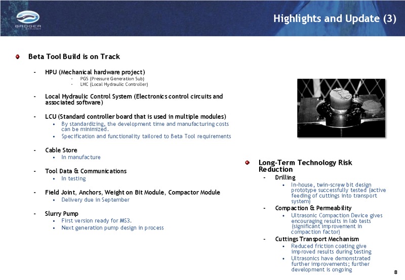 Q2 H1 2013 INVESTOR PRESENTATION – Badger Explorer – slide 8