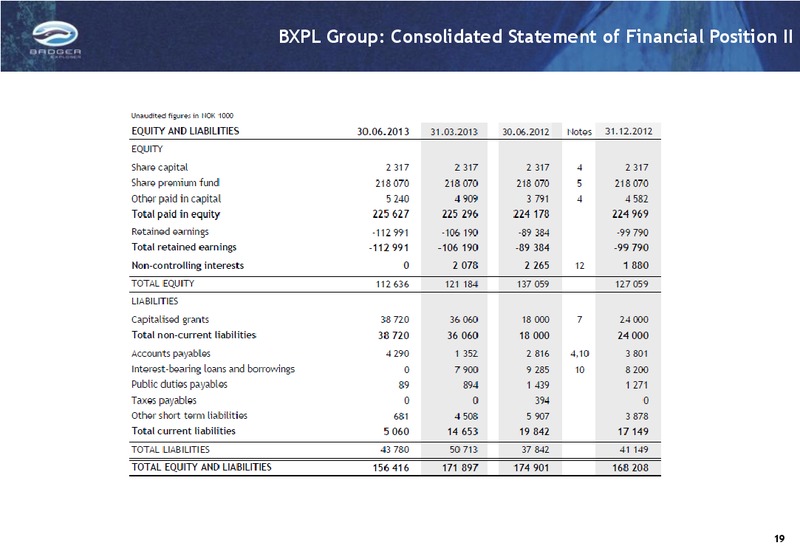 Q2 H1 2013 INVESTOR PRESENTATION – Badger Explorer – slide 19