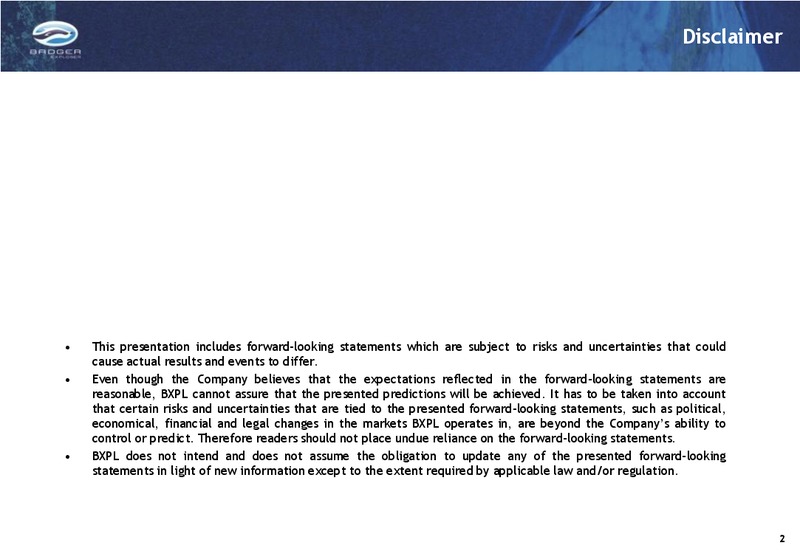 Q3 2012 RESULTS – Badger Explorer – slide 2