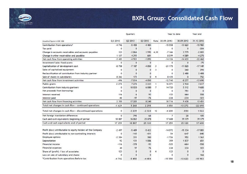 Q3 2013 RESULTS – Badger Explorer – slide 18