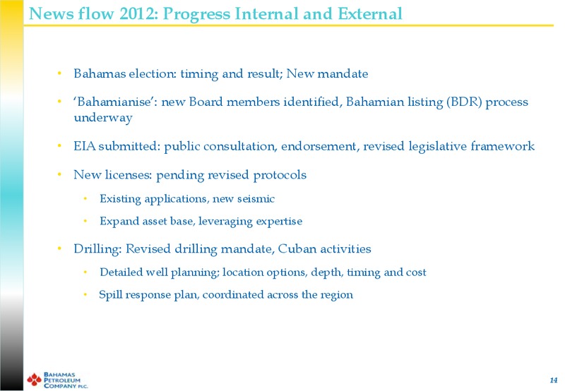 February 2012 Investor Presentation – Bahamas Petroleum – slide 13