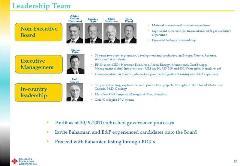 February 2012 Investor Presentation – Bahamas Petroleum – slide 21