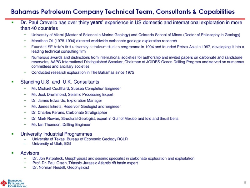 March 2011 Investor Presentation – Bahamas Petroleum – slide 8
