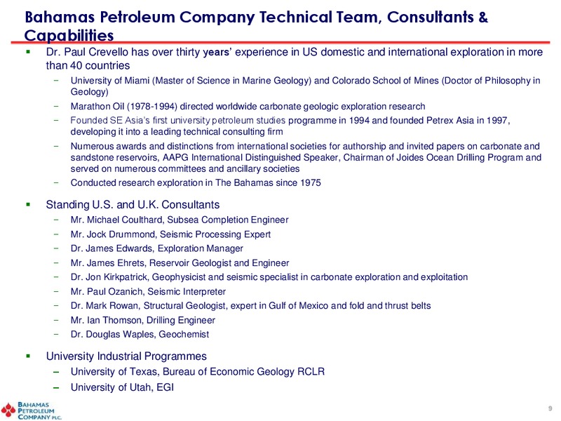 April 2011 Investor Presentation – Bahamas Petroleum – slide 8