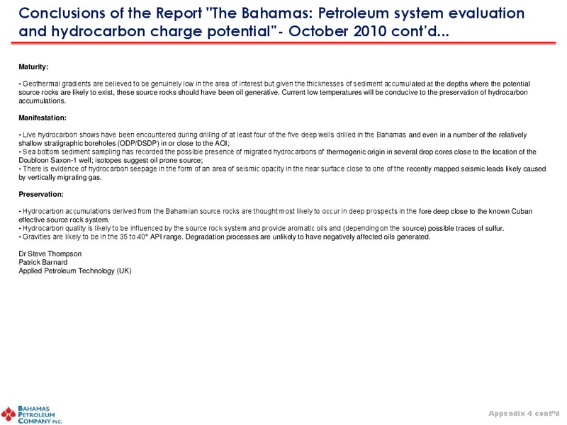 April 2011 Investor Presentation – Bahamas Petroleum – slide 31