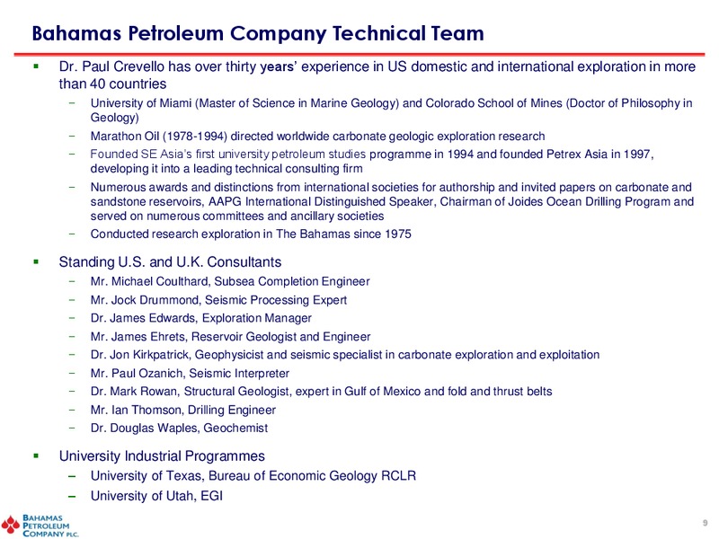 May 2011 Investor Presentation – Bahamas Petroleum – slide 8