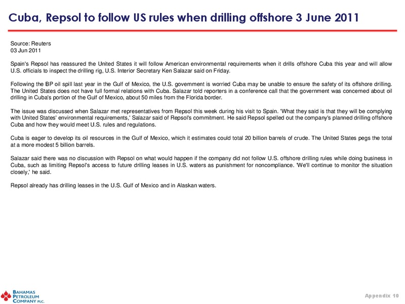 June 2011 Investor Presentation – Bahamas Petroleum – slide 38